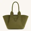 Cara Faux Suede Tote Bag - Dark Olive