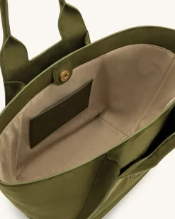 Cara Faux Suede Tote Bag - Dark Olive