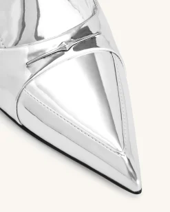 Carla Metallic Kitten Heel Pumps - Silver