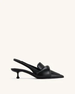 Carla Soft Padded Kitten Heel Pumps - Black