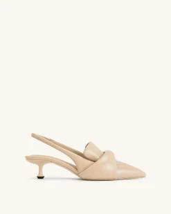 Carla Soft Padded Kitten Heel Pumps - Apricot