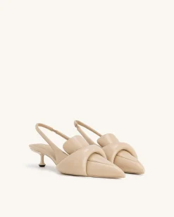 Carla Soft Padded Kitten Heel Pumps - Apricot