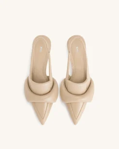 Carla Soft Padded Kitten Heel Pumps - Apricot