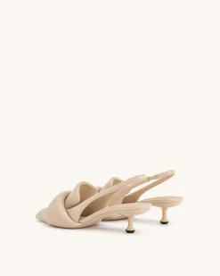 Carla Soft Padded Kitten Heel Pumps - Apricot