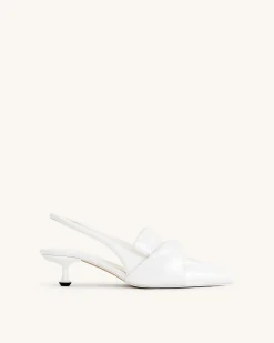 Carla Soft Padded Kitten Heel Pumps - White