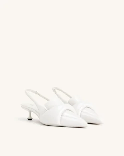 Carla Soft Padded Kitten Heel Pumps - White