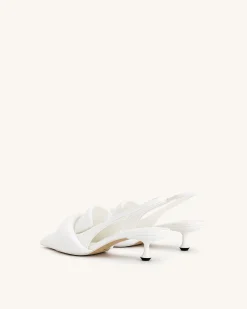 Carla Soft Padded Kitten Heel Pumps - White