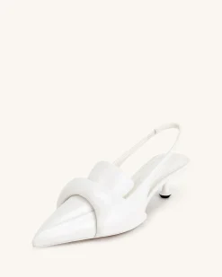 Carla Soft Padded Kitten Heel Pumps - White
