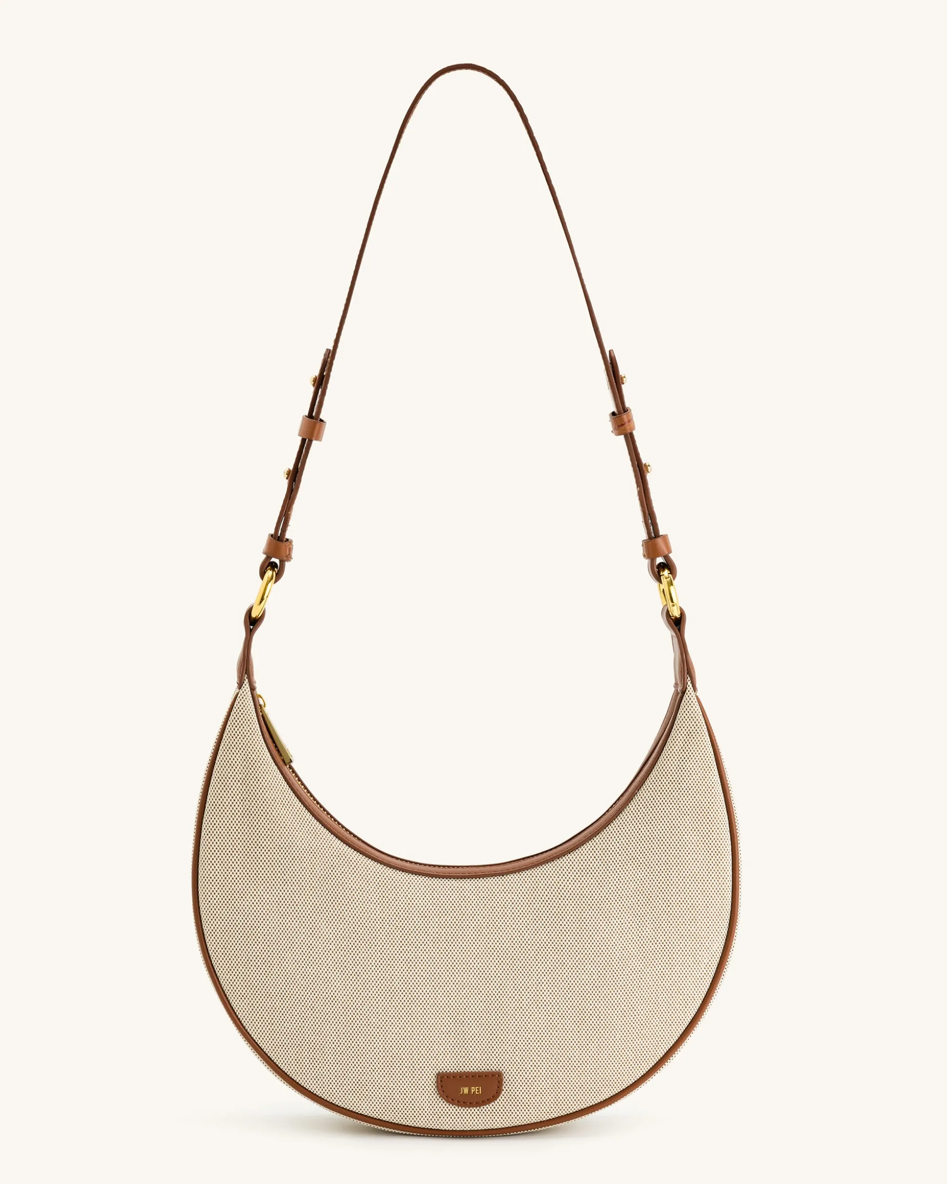 Carly Canvas Saddle Bag - Beige