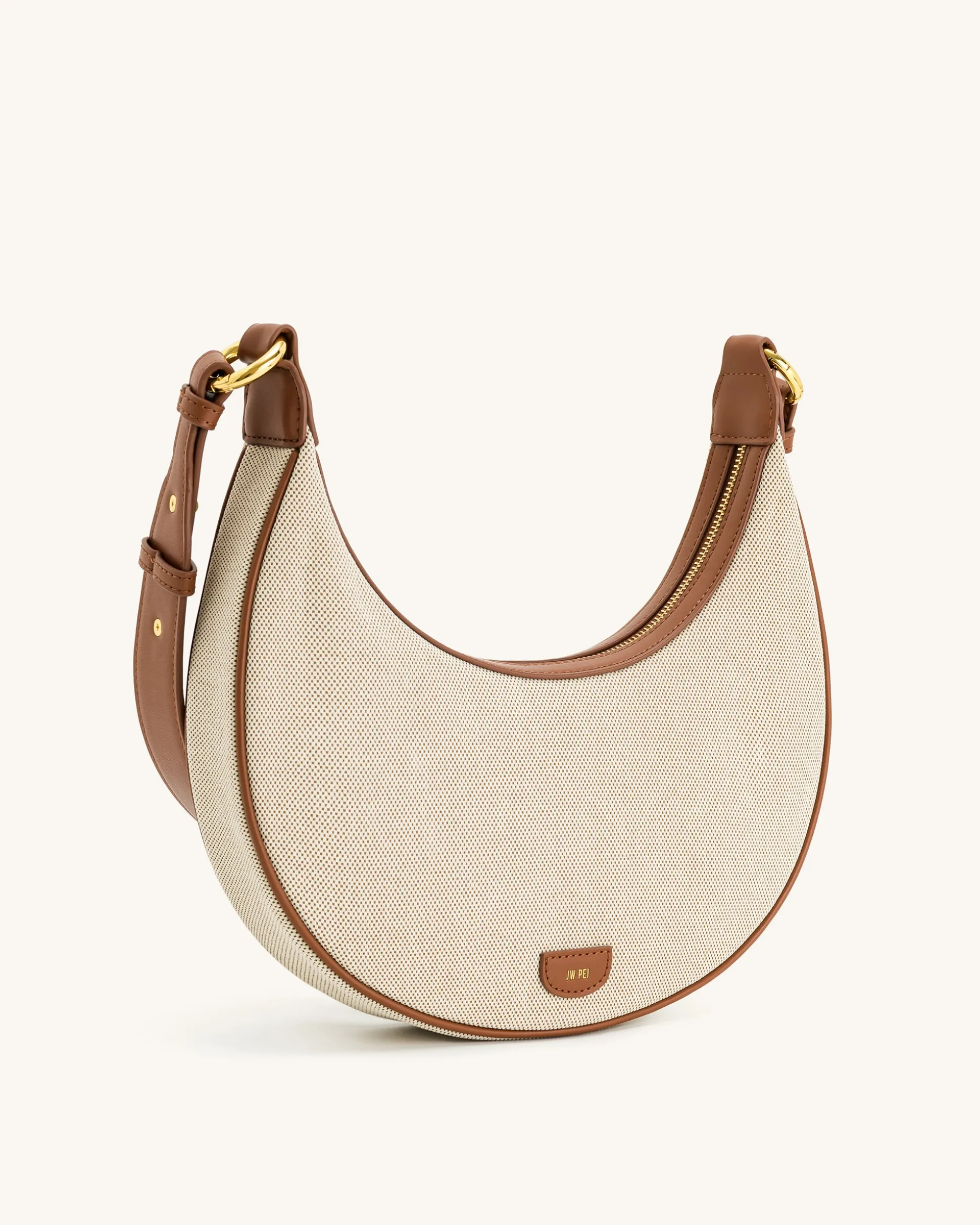 Carly Canvas Saddle Bag - Beige