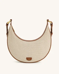 Carly Canvas Saddle Bag - Beige