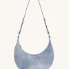 Carly Denim Embossed Saddle Bag - Blue