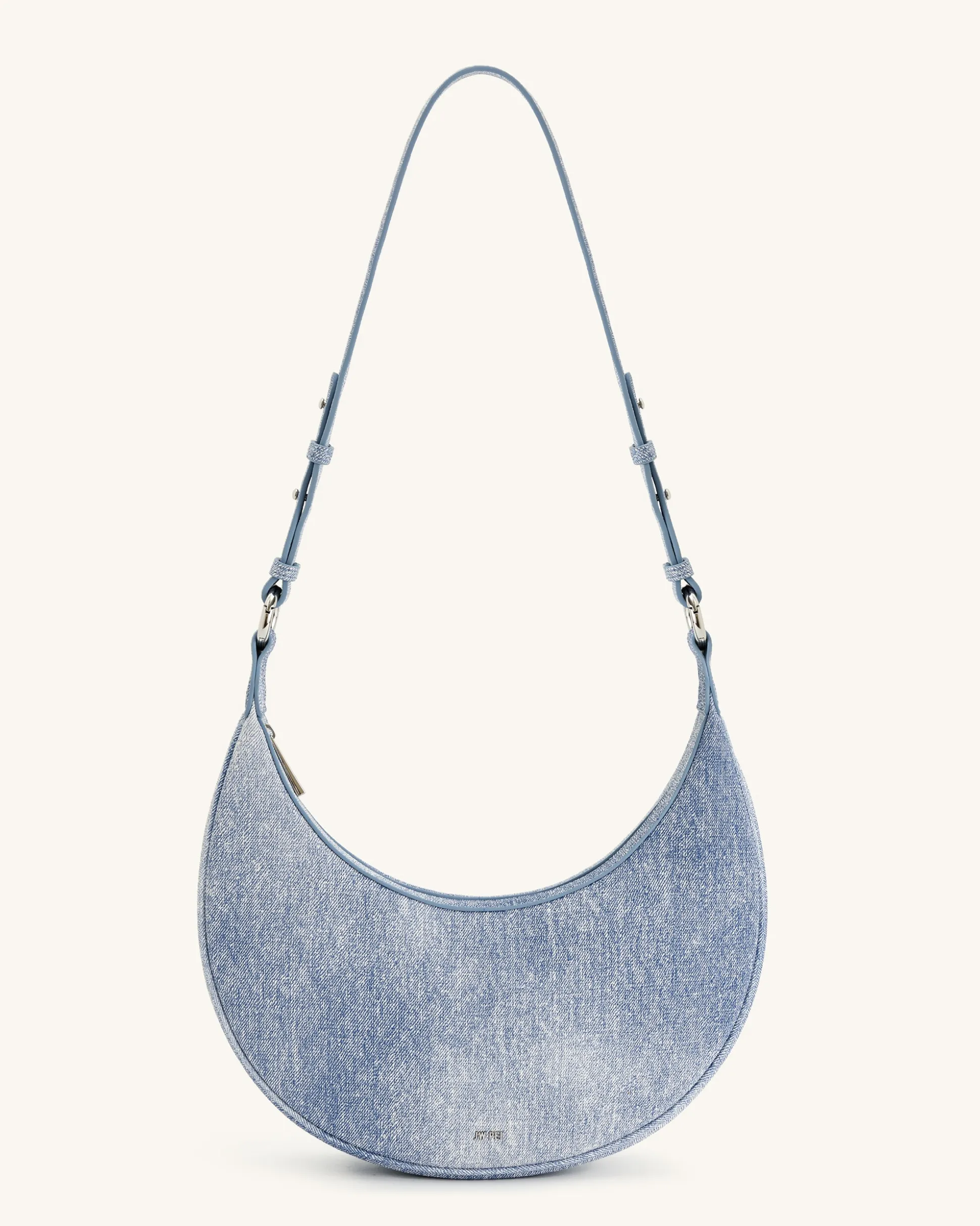 Carly Denim Embossed Saddle Bag - Blue