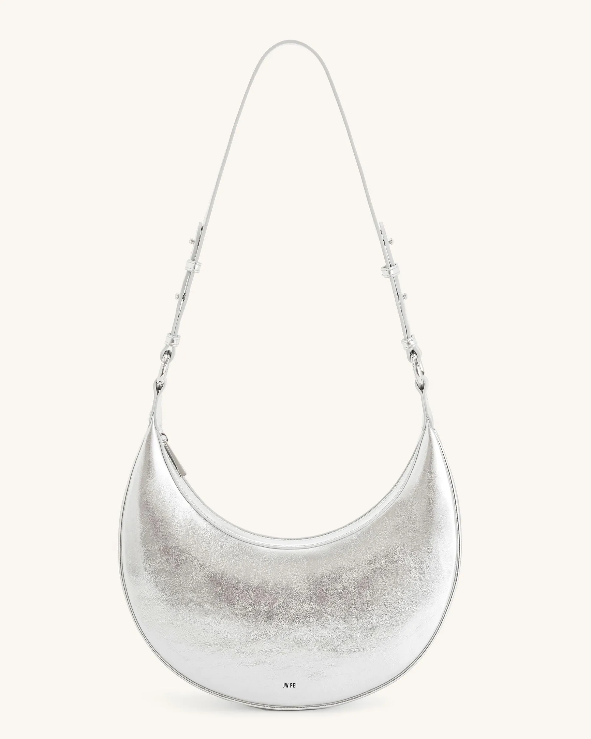 Carly Metallic Saddle Bag - Silver