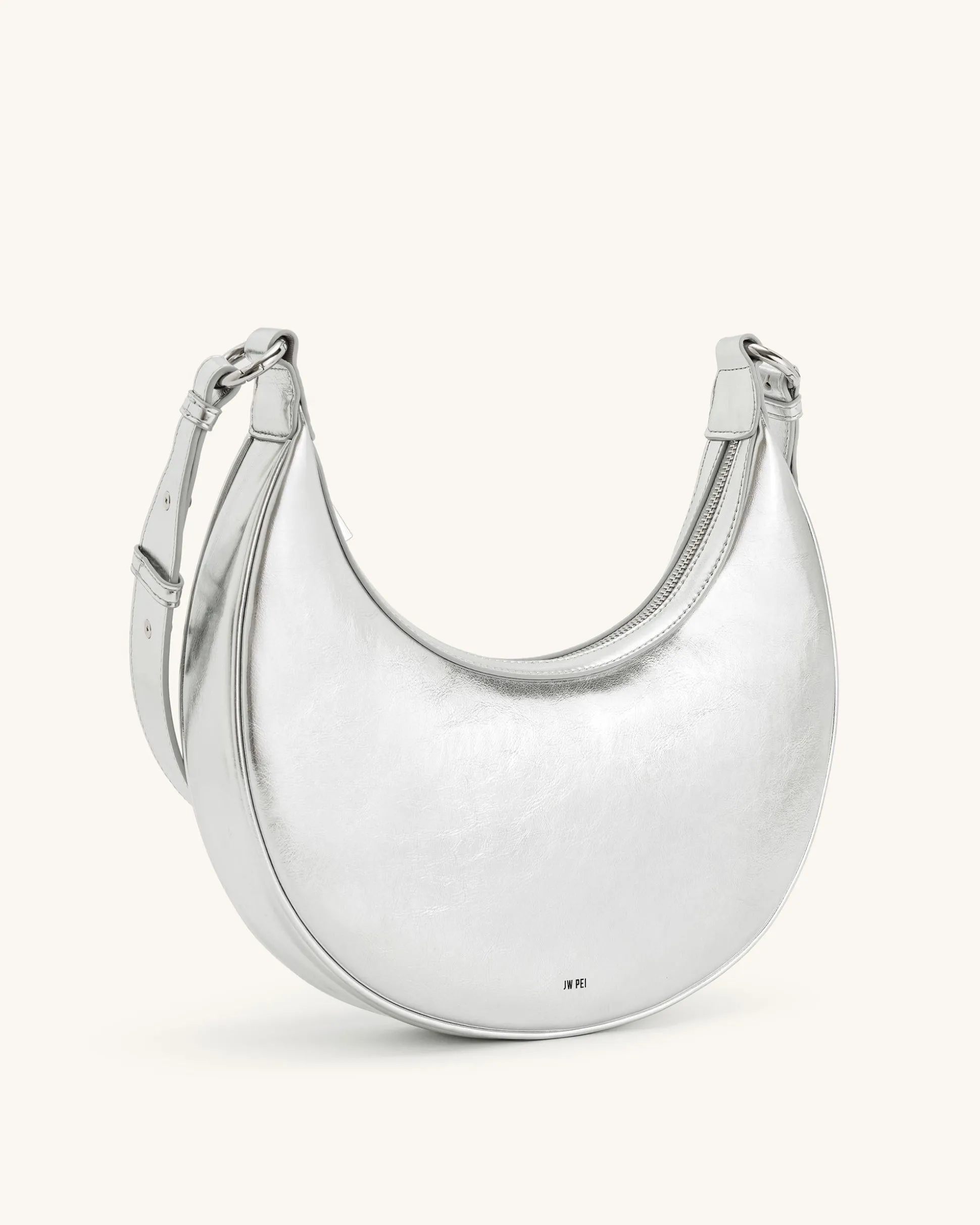 Carly Metallic Saddle Bag - Silver