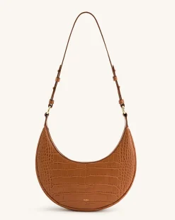 Carly Saddle Bag - Acorn Brown Croc