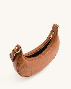 Carly Saddle Bag - Acorn Brown Croc
