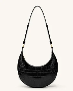 Carly Saddle Bag - Black Croc