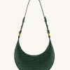 Carly Saddle Bag - Dark Green Croc