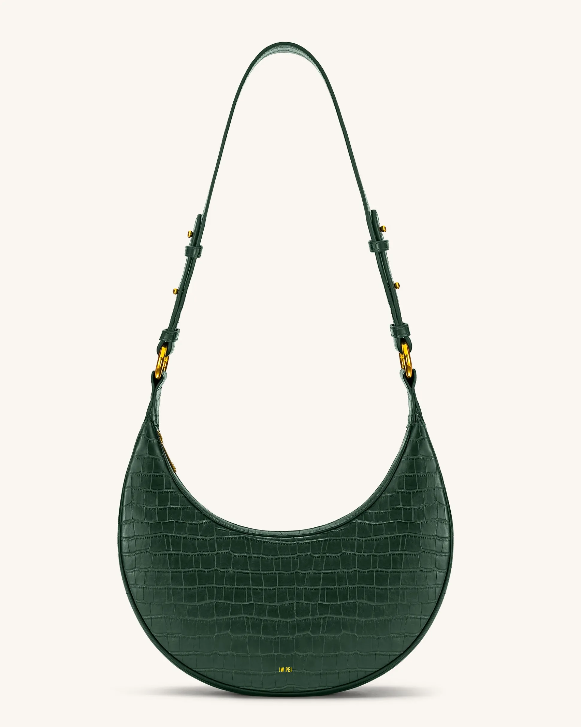 Carly Saddle Bag - Dark Green Croc