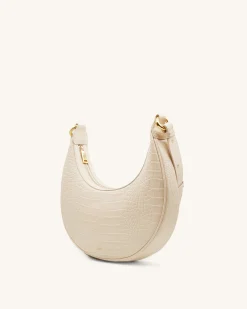 Carly Saddle Bag - Ivory Croc