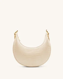 Carly Saddle Bag - Ivory Croc