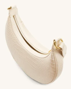 Carly Saddle Bag - Ivory Croc