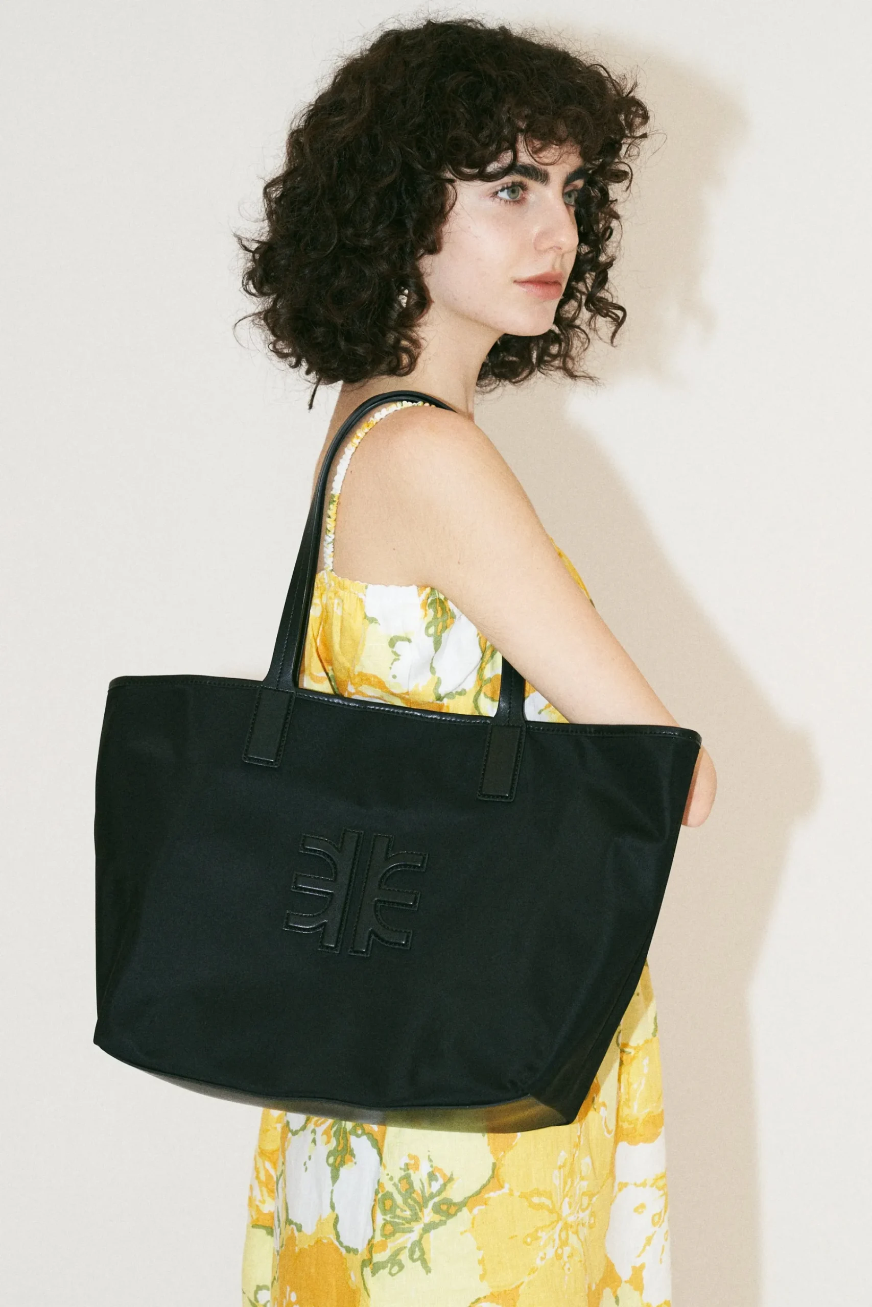 Cathy Nylon Tote Bag - Black