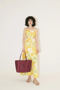 Cathy Nylon Tote Bag - Bordeaux red