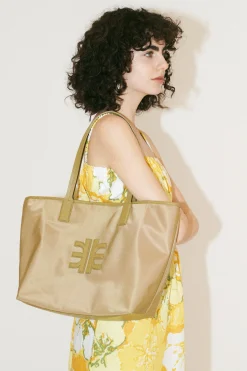 Cathy Nylon Tote Bag - Khaki