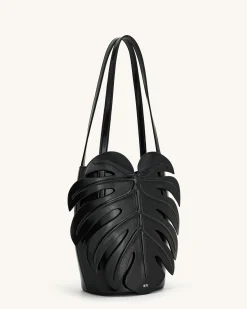 Cecelia Leaf Shape Shoulder Bag - Black
