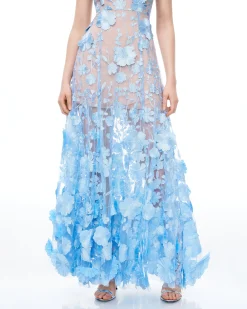 Clementine 3D Floral Embroidered Dress - Blue