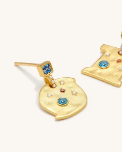 Cosmos Earrings - 18ct Gold Plated & Multicolor Zircon