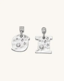 Cosmos Earrings - 18ct White Gold Plated & White Zircon