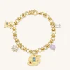 Cosmos Round Multi Charm Bracelet - 18ct Gold Plated & Multicolor Zirc