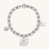 Cosmos Round Multi Charm Bracelet - 18ct White Gold Plated & White Zir