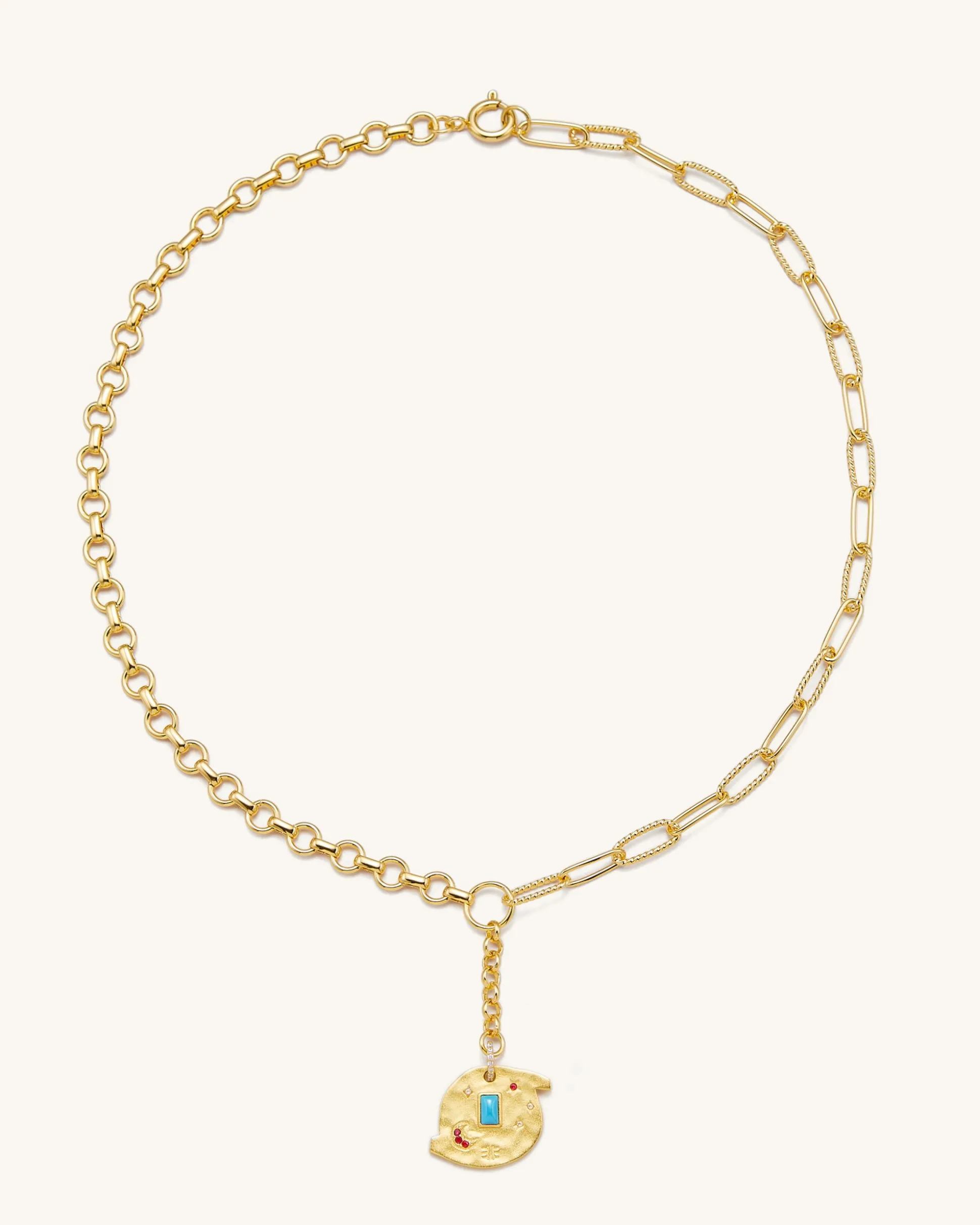 Cosmos Round Necklace - 18ct Gold Plated & Multicolor Zircon