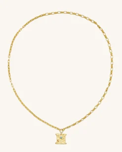 Cosmos Square Necklace - 18ct Gold Plated & Multicolor Zircon