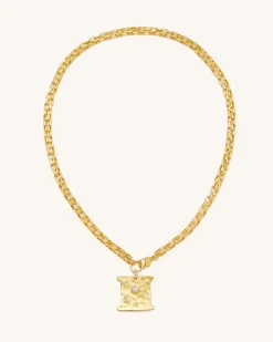 Cosmos Square Necklace - 18ct Gold Plated & White Zircon