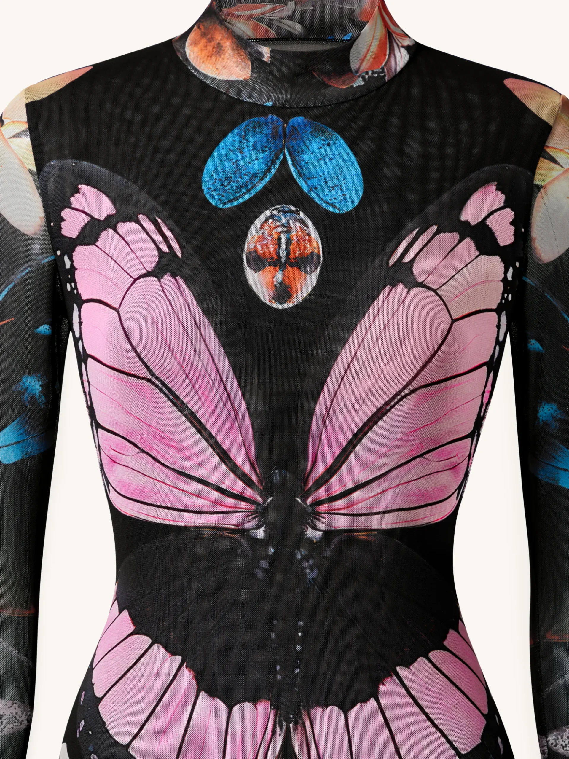 Double-layered Mesh Sheer Butterfly and Beetle Gown - Multicolor