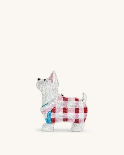 Eden Puppy Shape Faux Crystal Clutch - White