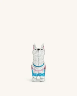 Eden Puppy Shape Faux Crystal Clutch - White