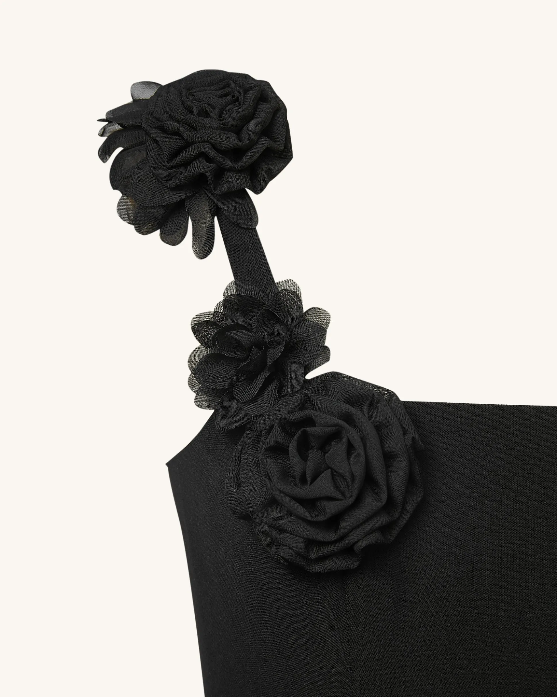 Elaina Black Rosette Applique Mini Dress - Black