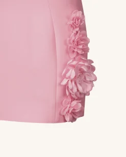 Elaina Pink Rosette Applique Mini Dress-Pink
