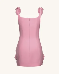 Elaina Pink Rosette Applique Mini Dress-Pink