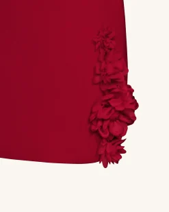 Elaina Pink Rosette Applique Mini Dress - Red