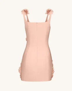 Elaina Pink Rosette Applique Mini Dress - Apricot