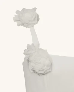 Elaina White Rosette Applique Mini Dress - White