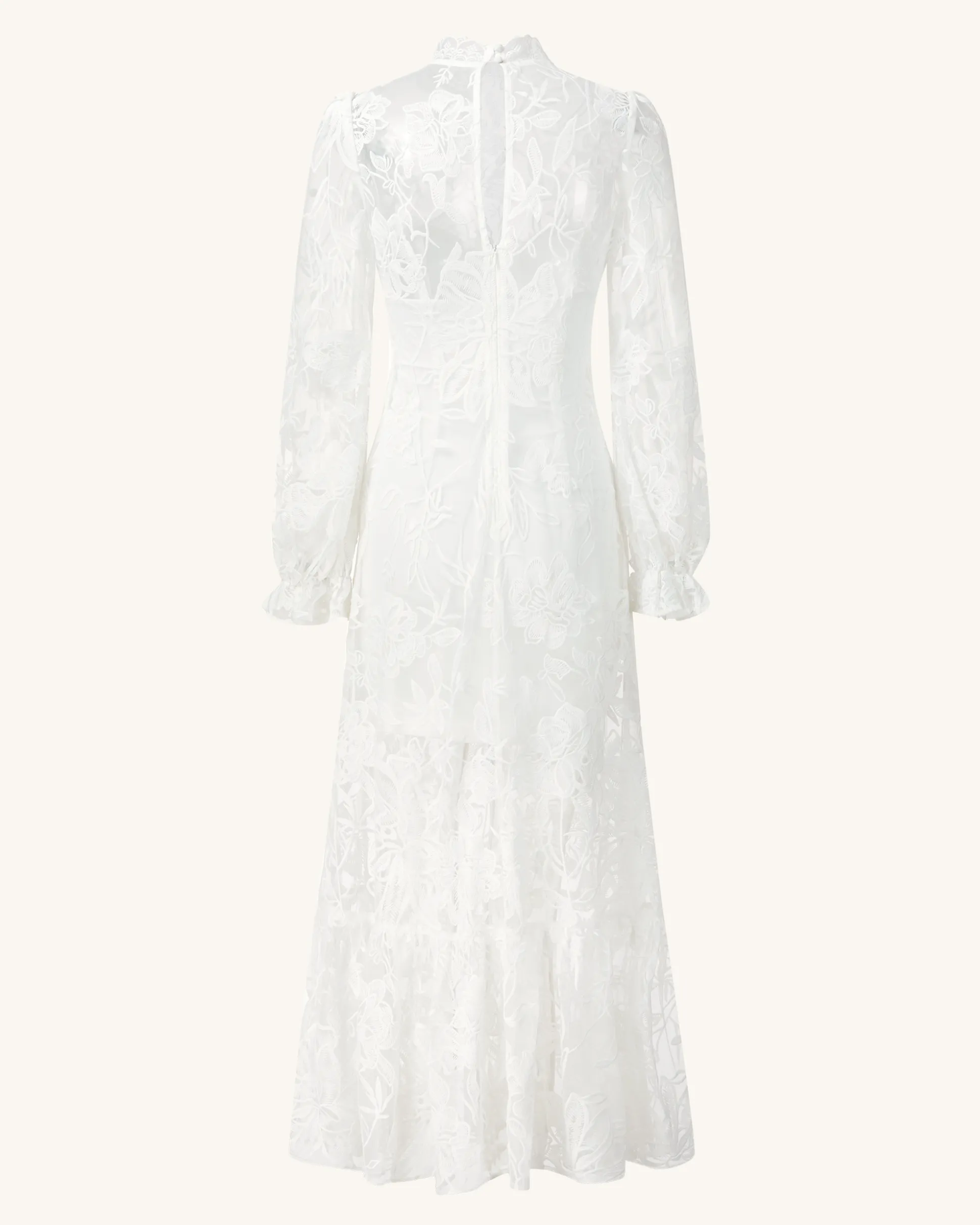 Elegant Lace Midi Dress - White