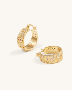 Elephant Earrings - 18ct Gold Plated & White Zircon & Red Corundum